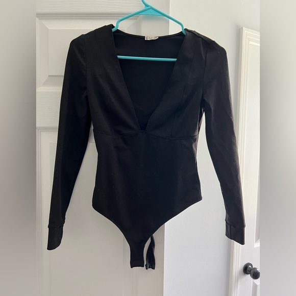 NWOT Free People black, long sleeve bodysuit - Picture 1 of 4
